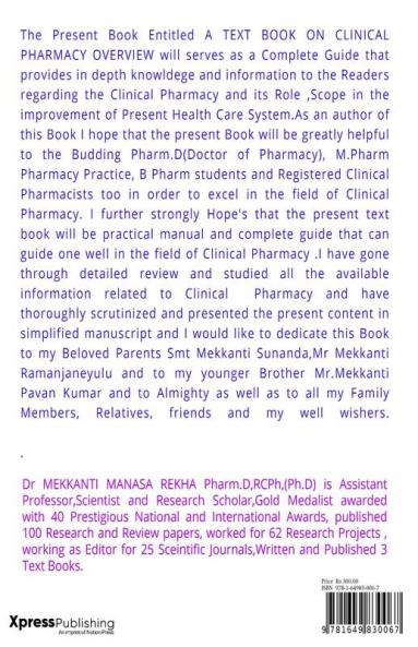 A TEXT BOOK ON CLINICAL PHARMACY OVERVIEW : A PRACTICAL&MANUAL GUIDE TO EXCEL IN THE FIELD OF CLINICAL PHARMACY