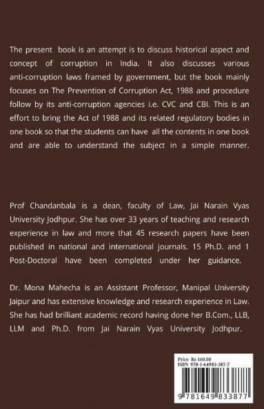 Corruption In India: (Special Reference To Prevention Of Corruption Act 1988)