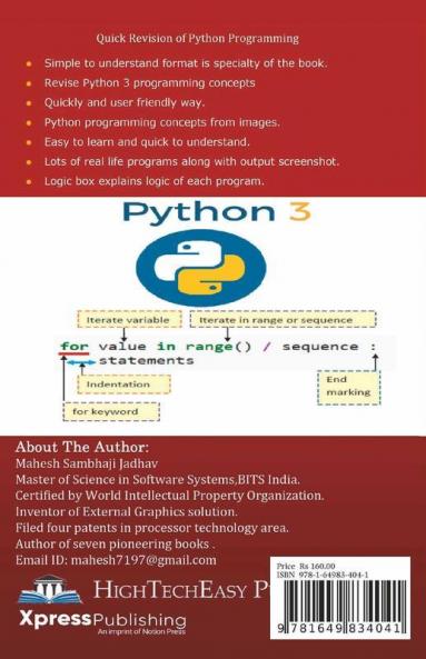 Quick Revision Of Python Programming: Easy And Fast Based On Python3