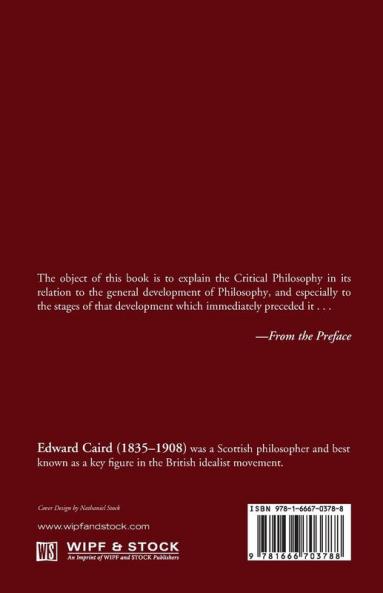 A Critical Account of the Philosophy of Kant with an Historical Introduction