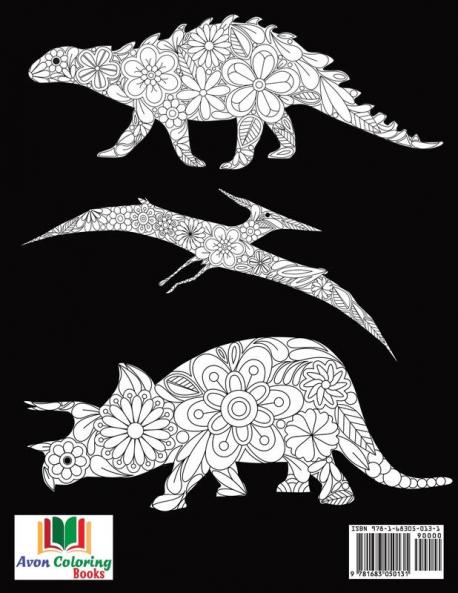 Dinosaurs Coloring Book For Adults (Floral Tangle Art Therapy: Volume 4)