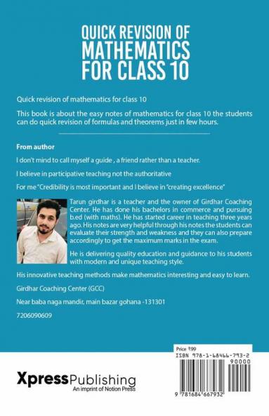 Quick Revision of Mathematics For Class 10