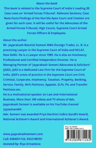‘Armed Forces Tribunal’ Supreme Court’S Latest Leading Case Laws : Case Notes- Facts- Findings Of Apex Court Judges And Citations