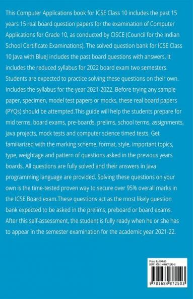 Icse Class 10 Computer Applications Previous Years 15 Solved Question Paper For Semester 1 Semester 2 : Past Papers With Solutions Cisce Grade 10 Board Exams