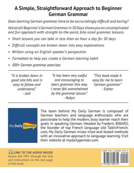 German Grammar for Beginners Textbook + Workbook Included