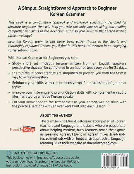 Korean Grammar for Beginners Textbook + Workbook Included: Supercharge Your Korean With Essential Lessons and Exercises