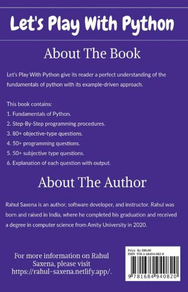 Let's Play With Python : The Beginner's Guide To Learn Python Programming From Scratch