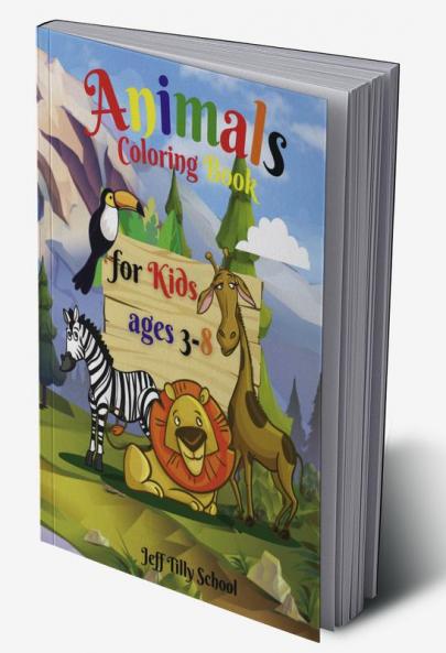 Animals coloring book for kids ages 3-8 : Wild and Farm Animals with Name for Girls & Boys | Coloring & Activity Book for Kindergarten & Preschool Age | Wild and Domestic Animals Tiger...