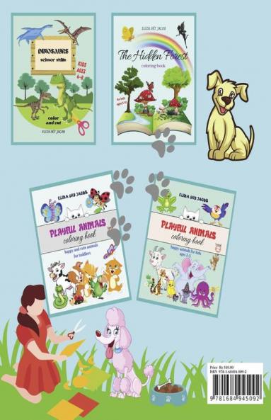 Dogs Scissor Skills : Color and Cut Activity Book for Kids Ages 4-8