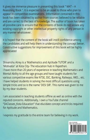 Mental Ability Test: A Reasoning Book For Ntse/Ssc/Railway/Banking & All Other Competitive Examinations: A Reasoning Book For Ntse/Ssc/Railway/Banking And All Other Competitive Examinations