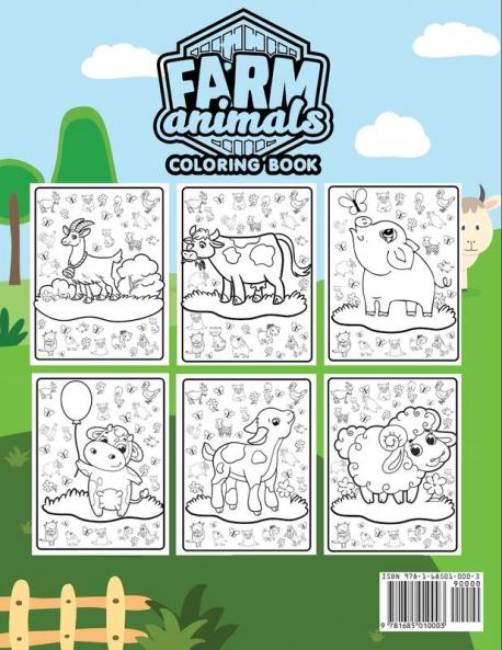 Farm Animals Coloring Book For Kids Ages 4-8: Cute and Fun Animals Coloring Pages for Kids Toddlers Boys and Girls