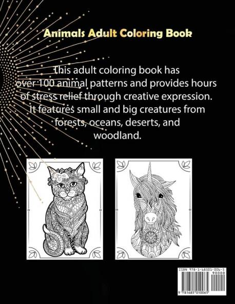 Animals Adult Coloring Book: More than 100 Stress Relieving Animal Design- An Awesome Coloring Book for Adults