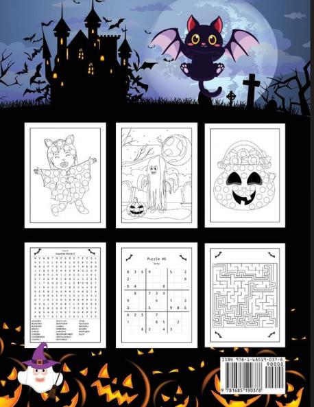 Halloween Activity Book for Kids Ages 4+: Coloring Mazes Puzzles Word Search and More Fun Halloween Activities for Hours of Play