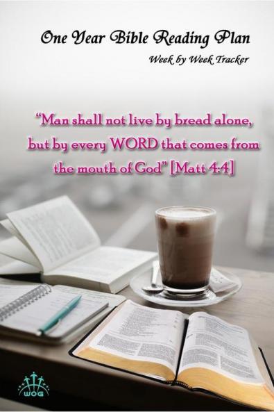 One Year Bible Reading Plan Week by Week Tracker