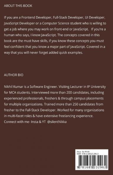 The Must Know JavaScript Concepts: For Interviews &amp; Development (Hinglish Edition)