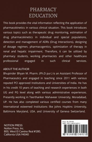 Clinical Pharmacokinetics & Pharmacotherapeutic Drug Monitoring Concepts: For Doctor Of Pharmacy