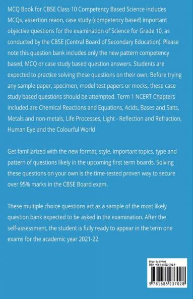 MCQs Class 10 Science CBSE Objective Chapterwise Question Bank For Term 1 Boards : New Pattern Assertion Reason Case Study Multiple Choice Grade 10 Exams
