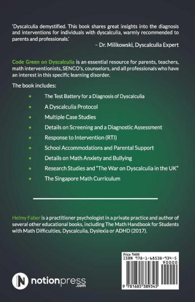 Code Green On Dyscalculia: A Guide For Educators Parents Counselors And Other Professionals