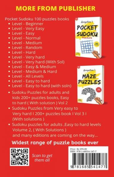 Sudoku Puzzles From Very Easy To Very Hard Level [ With Solutions ] : Combo Of 300+ Sudoku Puzzles From [ Very Easy To Very Hard Level ] Beginner To Expert - Adults And Kids I Volume 1