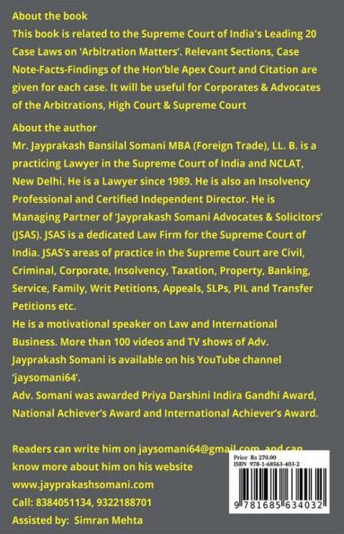 Arbitration Matters' Supreme Court’S Latest Leading Case Laws : Case Notes- Facts- Findings Of Apex Court Judges And Citations