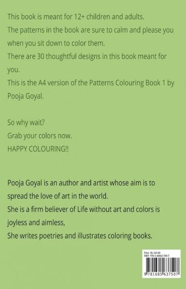 Patterns Coloring Book 1 A4 : For 12+ and Adults
