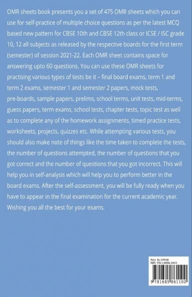 475 OMR Sheets (60 Questions each) for MCQ Mock Tests Sample Papers Preboards Prelims Unit Specimen Test : Self-practice MCQs for All Subjects Worksheets Class 10 Grade 12 CBSE Term 1 ICSE ISC Seme...