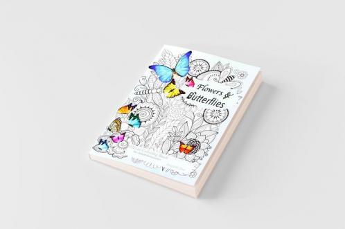 Floral coloring books for adults relaxation Butterflies and Flowers