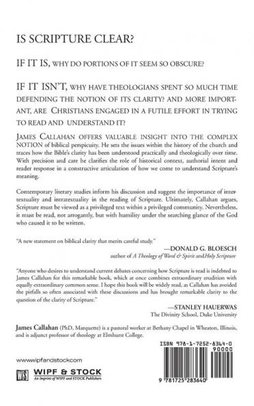 The Clarity of Scripture: History Theology & Contemporary Literary Studies