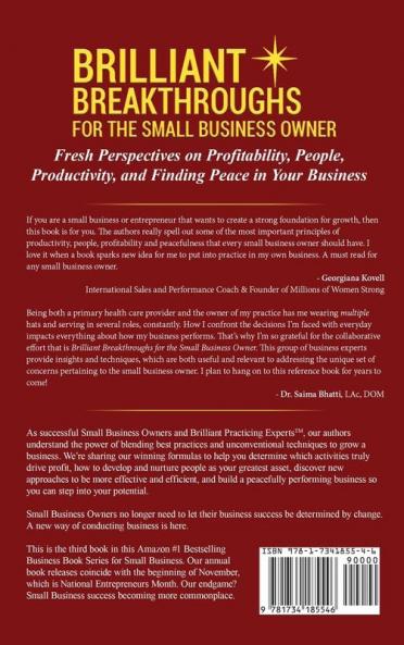 Brilliant Breakthroughs for the Small Business Owner: Fresh Perspectives on Profitability People Productivity and Finding Peace in Your Business: 3