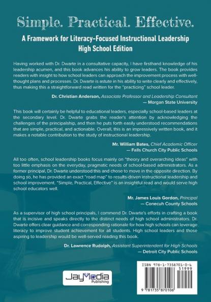 Simple. Practical. Effective. A Framework for Literacy-Based Instructional Leadership High School Edition