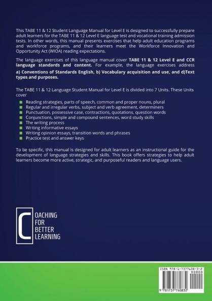 TABE 11 and 12 Student Language Manual for Level E