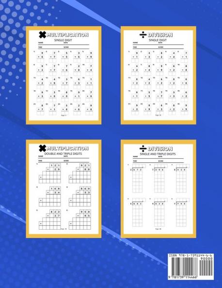 Multiplication and Division Maths Workbook | Kids Ages 7-11 | Times and Multiply | 100 Timed Maths Test Drills | Grade 2 3 4 5and 6 | Year 2 3 ... and Triple-Digit Questions | Activity Book