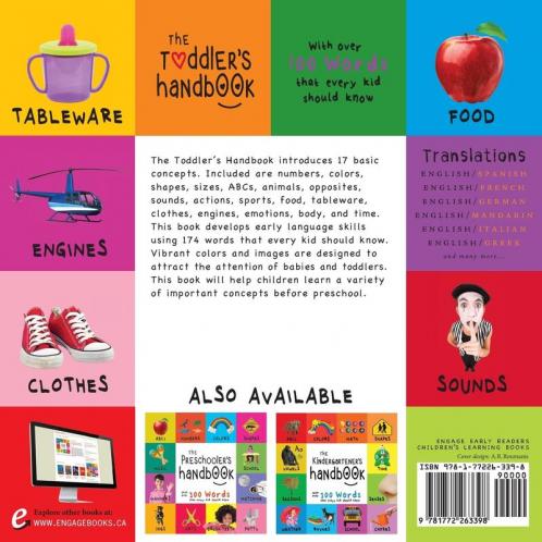 The Toddler's Handbook: Numbers Colors Shapes Sizes ABC Animals Opposites and Sounds with Over 100 Words That Every Kid Should Know (Engage Early Readers: Children's Learning Books)