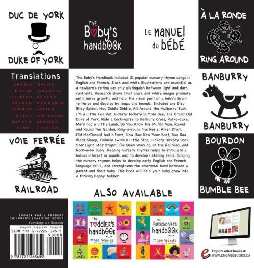 The Baby's Handbook: Bilingual (English / French) (Anglais / Français) 21 Black and White Nursery Rhyme Songs Itsy Bitsy Spider Old MacDonald ... Early Readers: Children's Learning Books