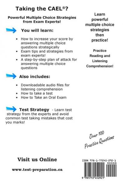 CAEL Test Strategy: Multiple Choice Strategies for Listening Comprehension and Reading Comprehension plus How to Write an Essay!