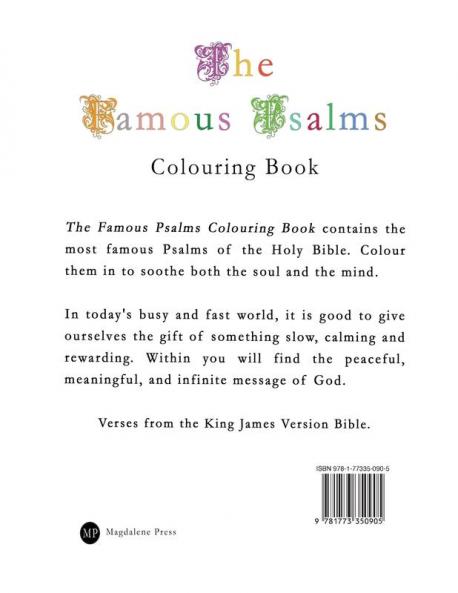 The Famous Psalms Colouring Book: The Soothing Simple to Colour Psalms of the Bible