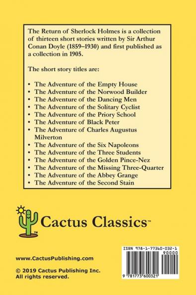 The Return of Sherlock Holmes (Cactus Classics Large Print)