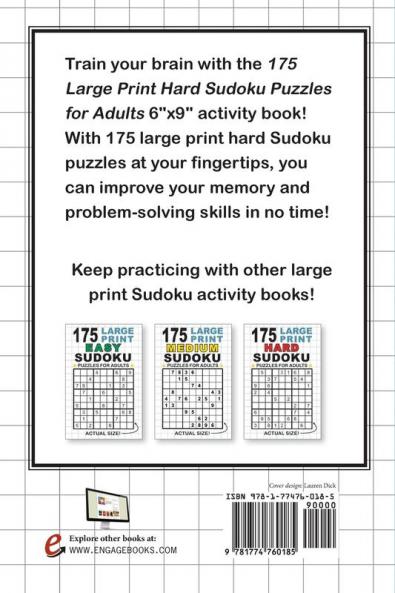 175 Large Print Hard Sudoku Puzzles for Adults
