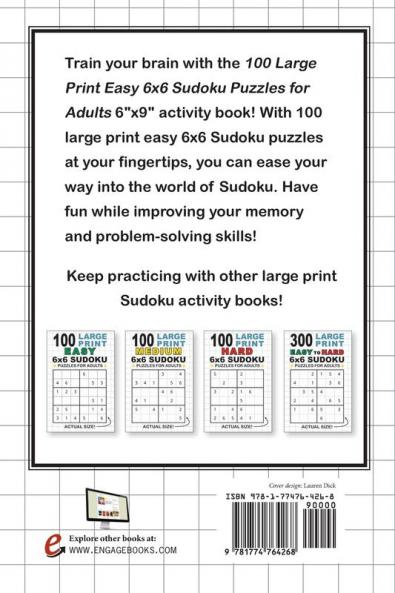 100 Large Print Easy 6x6 Sudoku Puzzles for Adults