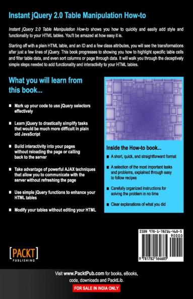 Instant jQuery 2.0 Table Manipulation How-to