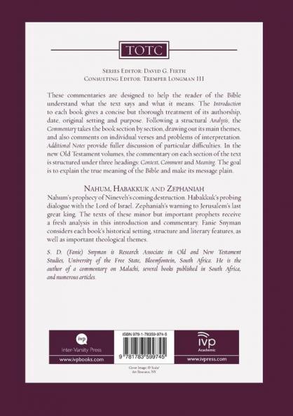 Nahum Habakkuk and Zephaniah: An Introduction And Commentary (Tyndale Old Testament Commentary 8)