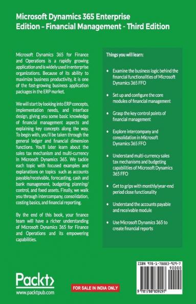 Microsoft Dynamics 365 Enterprise Edition – Financial Management: Maximize your business productivity through modern financial management in Dynamics 365