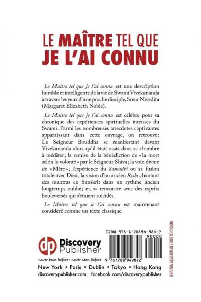 Swami Vivekananda le Maître tel que je l'ai connu