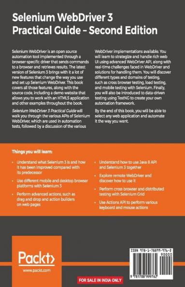 Selenium WebDriver 3 Practical Guide