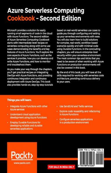 Azure Serverless Computing Cookbook - Second Edition