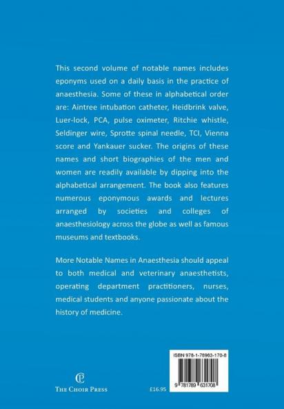 More Notable Names in Anaesthesia