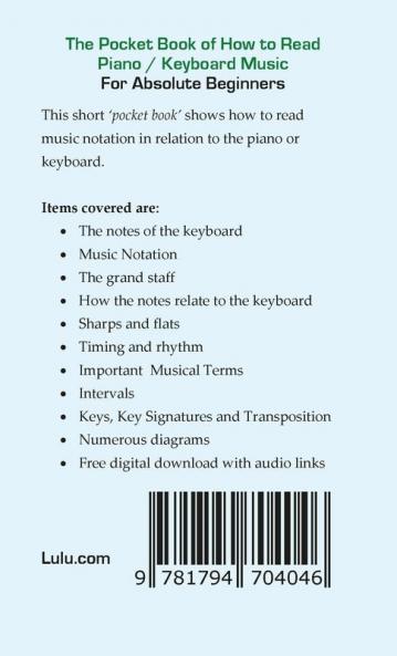 The Pocket Book of How to Read Piano / Keyboard Music For Absolute Beginners