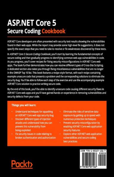 ASP.NET Core 5 Secure Coding Cookbook