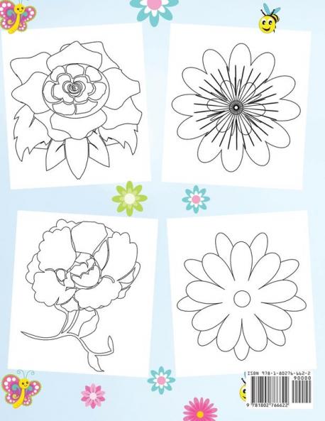 Easy Flowers Coloring Book For Toddlers: Simple Floral Coloring Pages for Beginners Children and Preschoolers