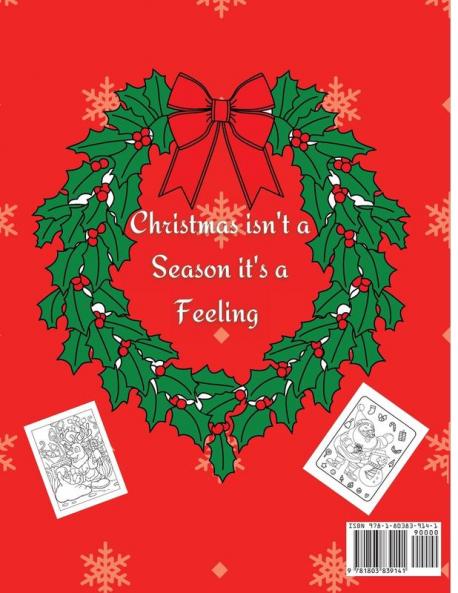 Christmas Coloring Book For Kids: Cute Holiday Coloring Book for Kids with 50 Beautiful Pages to Color with Santa and Many More! Coloring Pages for Boys and Girls Ages 4 to 8